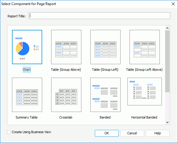 New Page Report dialog box