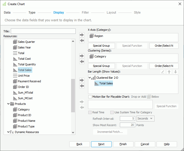 Create Chart wizard - Display