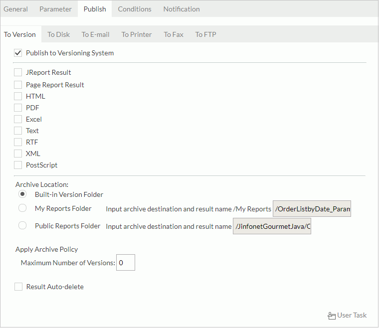 Publish to Version