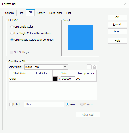 Format Bar dialog box - Fill