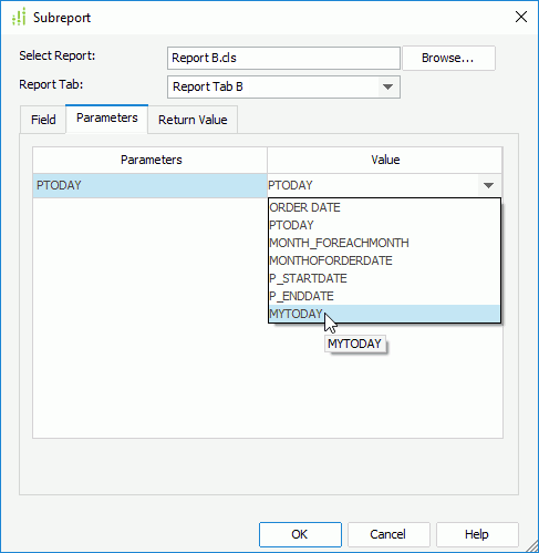 Set a Value for the Supreport Parameter