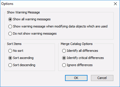 Options dialog box