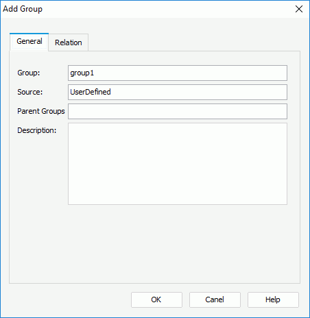 Add Group dialog box - General