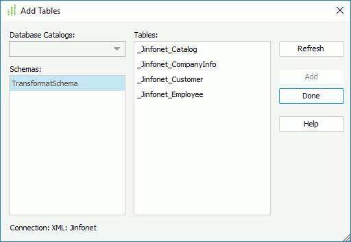 Add Tables dialog box