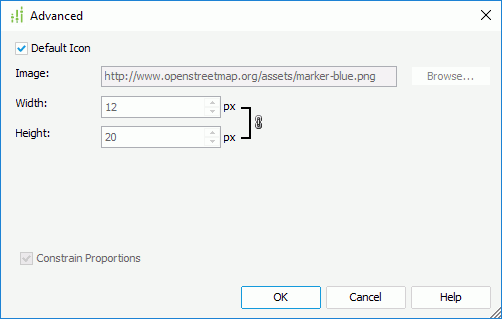 Advanced dialog box - map