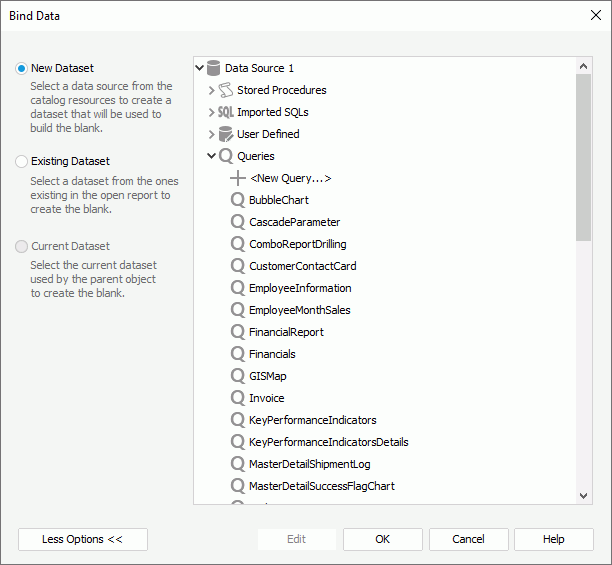 Bind Data dialog box