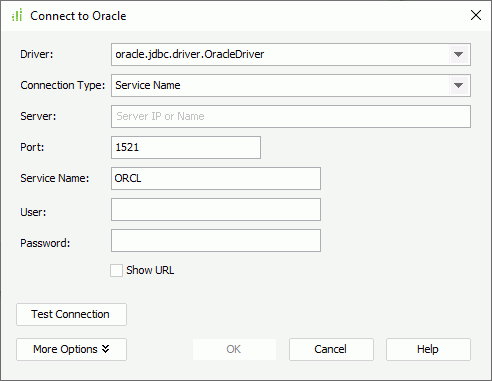 Connect to Oracle dialog box