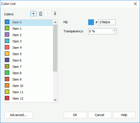 Color List dialog box