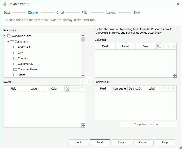 Crosstab Wizard - Display