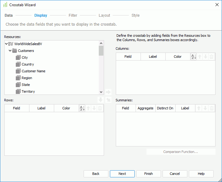 Crosstab Wizard - Display