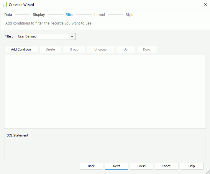 Crosstab Wizard - Filter