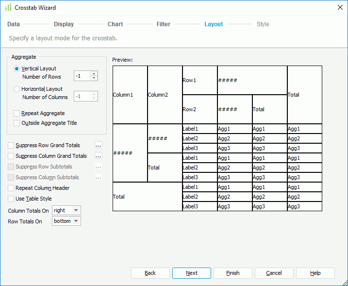 Crosstab Wizard - Layout