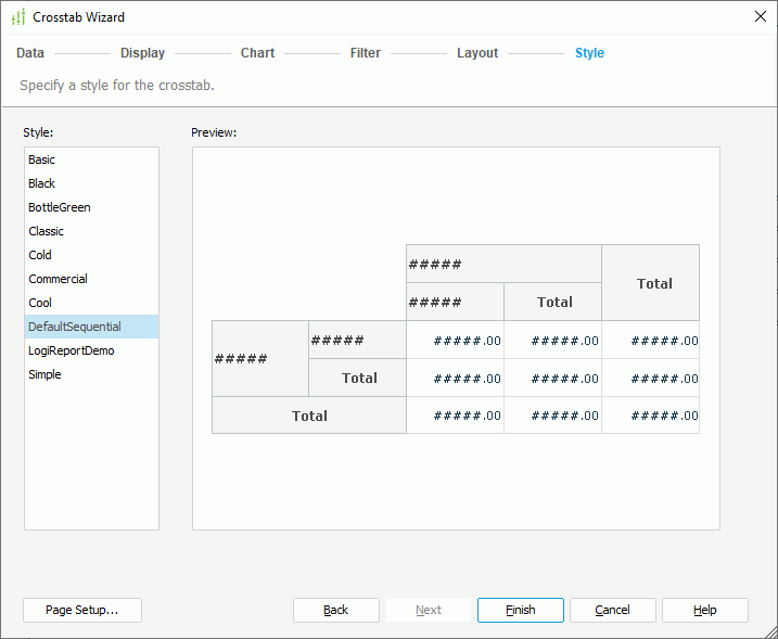 Crosstab Wizard - Style