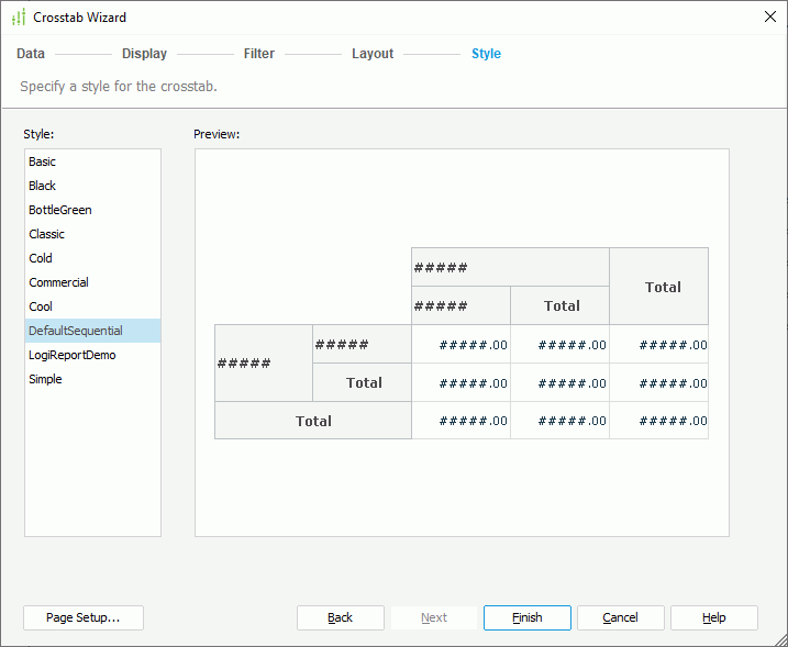 Crosstab Wizard - Style