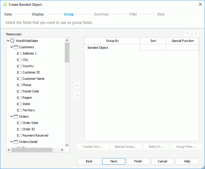 Create Banded Object - Group