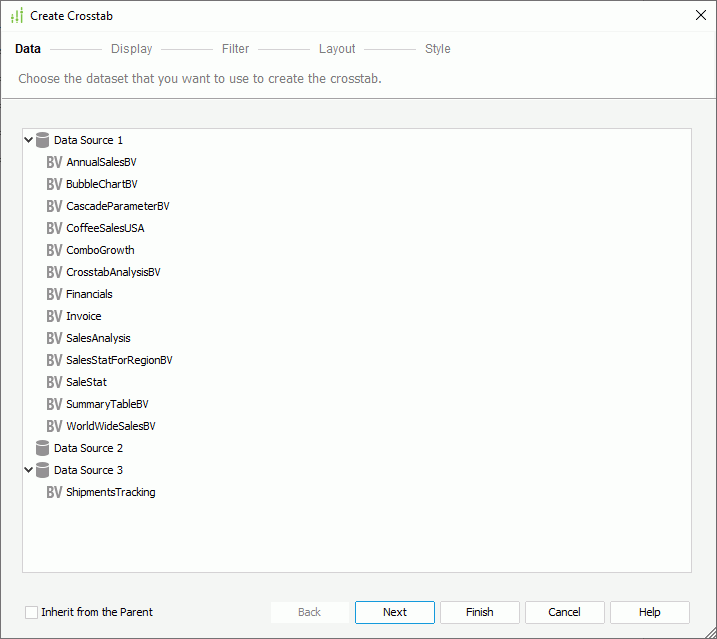 Create Crosstab - Data