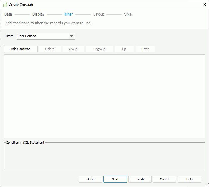 Create Crosstab - Filter