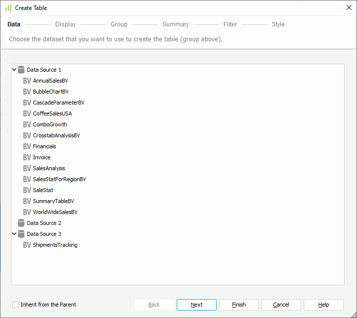 Create Table - Data