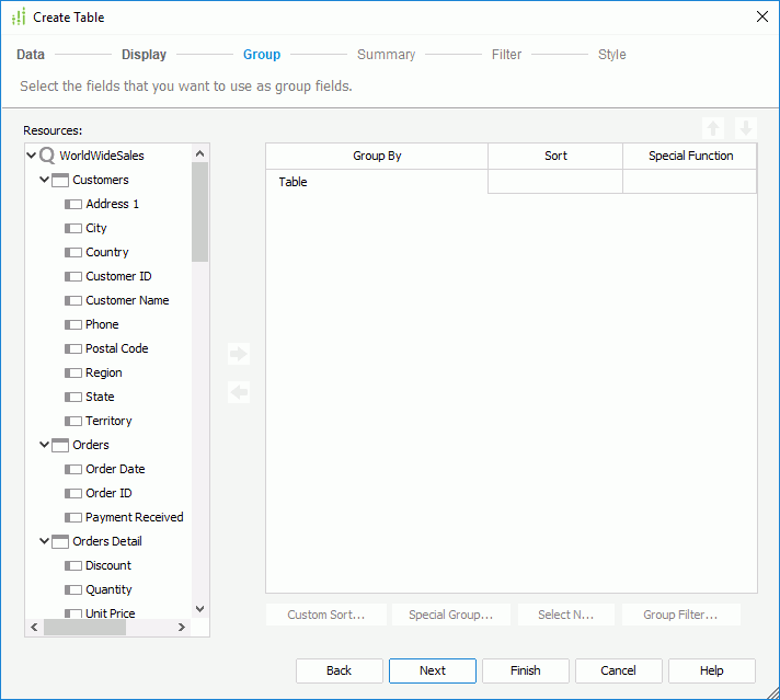 Create Table - Group