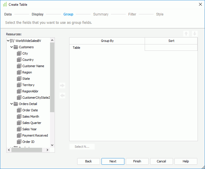 Create Table - Group