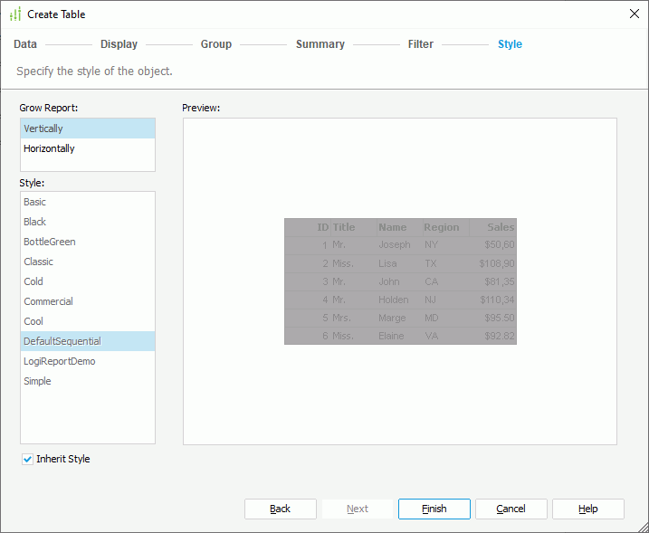 Create Table - Style