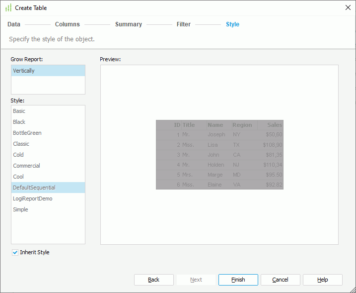 Create Summary Table - Style