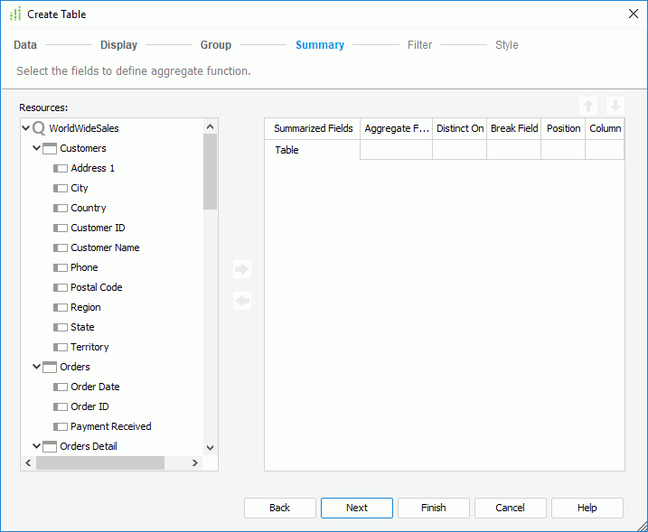 Create Table - Summary