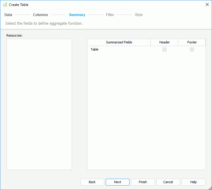 Create Summary Table - Summary