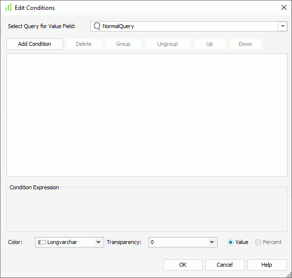 Edit Conditions dialog box - Format Bar/Pie/Donut/Rectangle