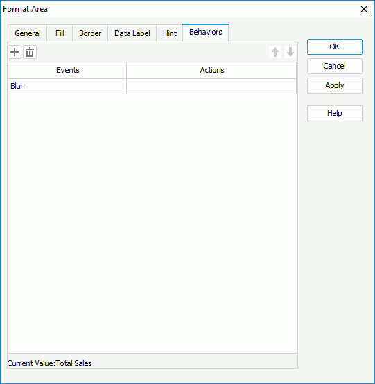 Format Area dialog box - Behaviors