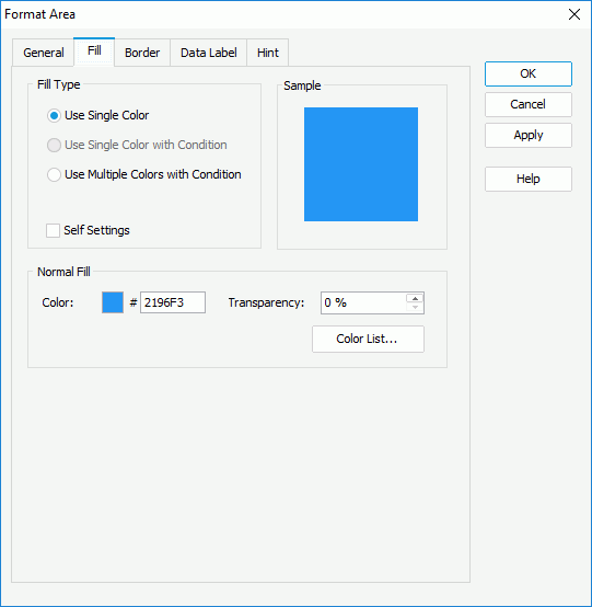 Format Area dialog box - Fill