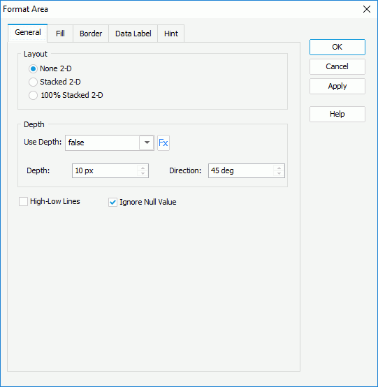 Format Area dialog box - General 2-D