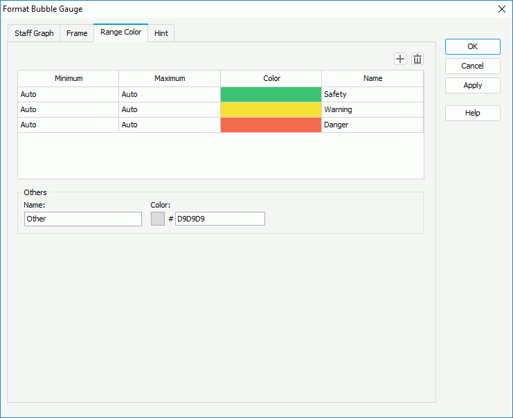 Format Bubble Gauge dialog box - Range Color