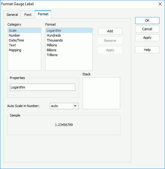 Format Gauge Label - Format