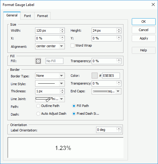 Format Gauge Label - General