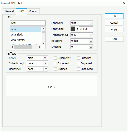 Format KPI Label - Font