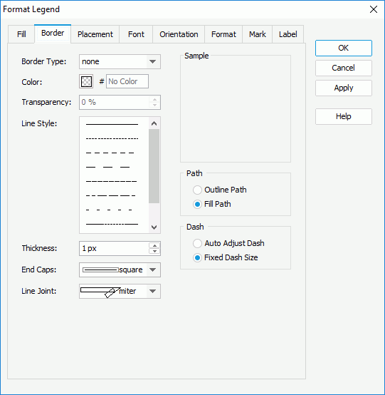 Format Legend dialog box - Border