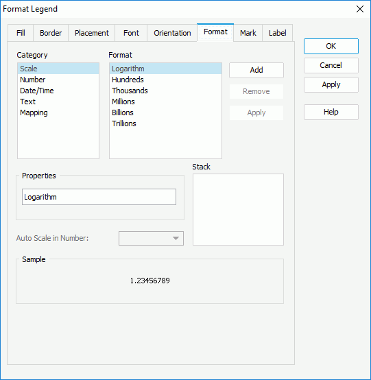 FFormat Legend dialog box - Format