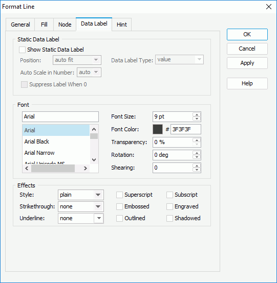 Format Line dialog box - Data Label