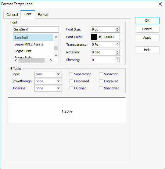 Format Target Label - Font