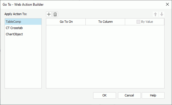 Go To - Web Action Builder dialog box