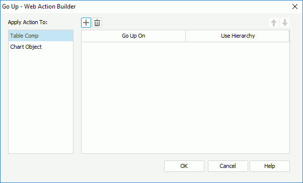 Go Up - Web Action Builder dialog box