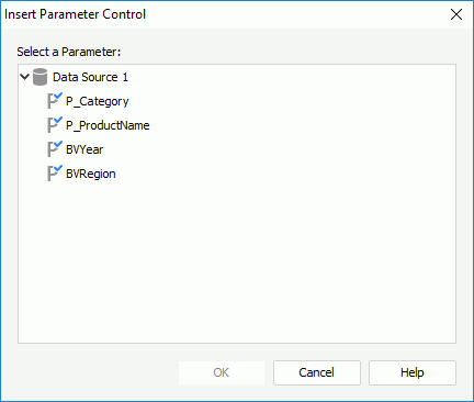 Insert Parameter Control dialog box