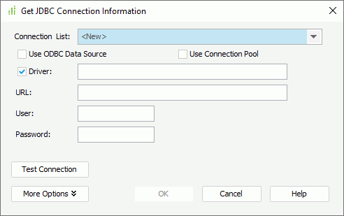 Get JDBC Connection Information dialog box