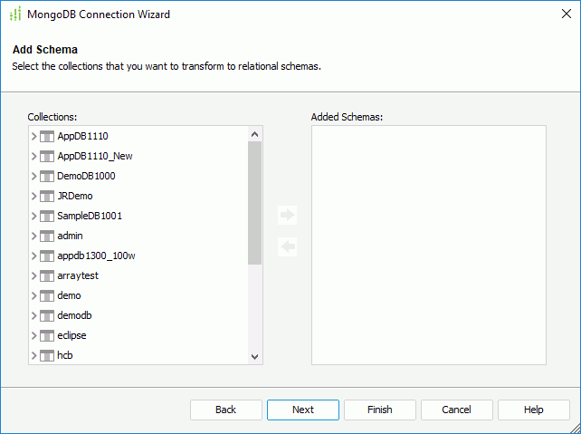 MongoDB Connection Wizard - Add Schema