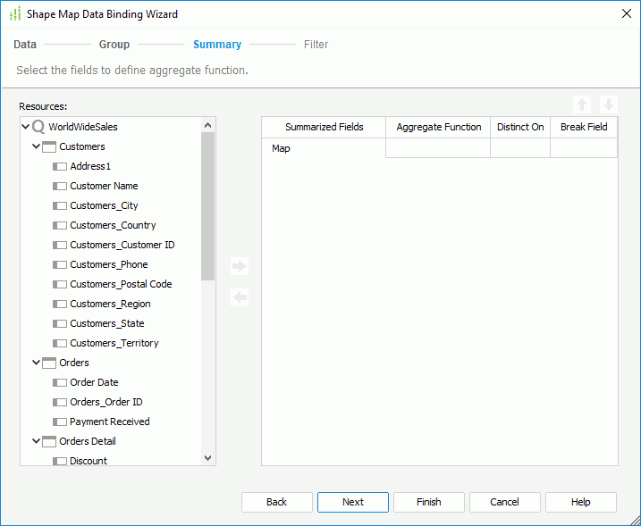 Shape Map Data Binding Wizard - Summary