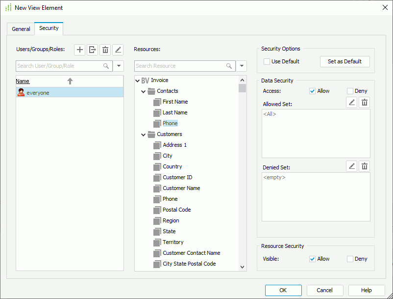 New View Element - Security