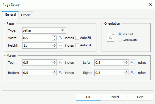 Page Setp dialog box