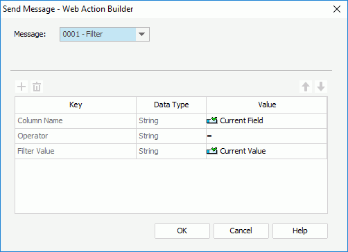 Send Message - Web Action Builder dialog box