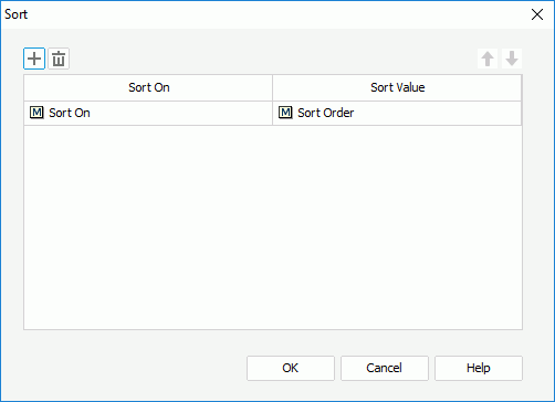 Sort dialog box